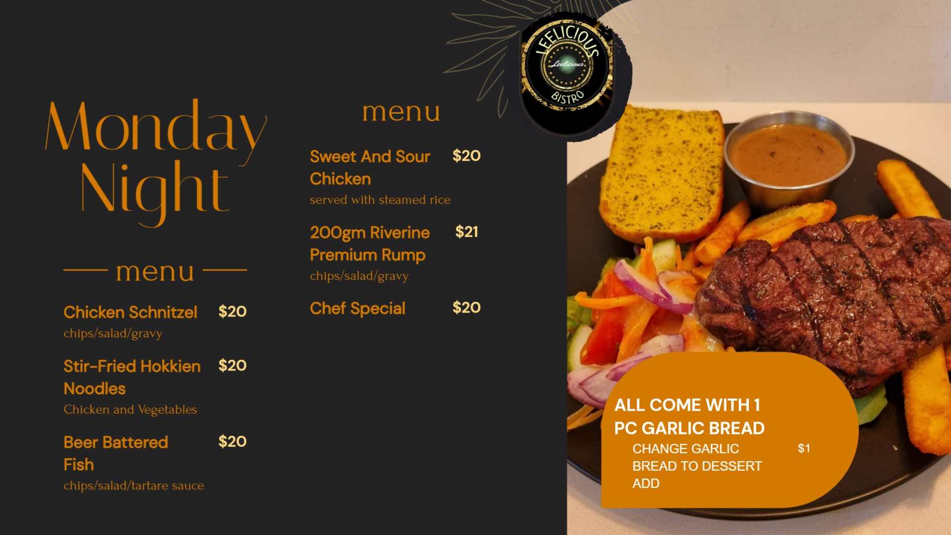 Club Hillsdale Leelicious Bistro Specials