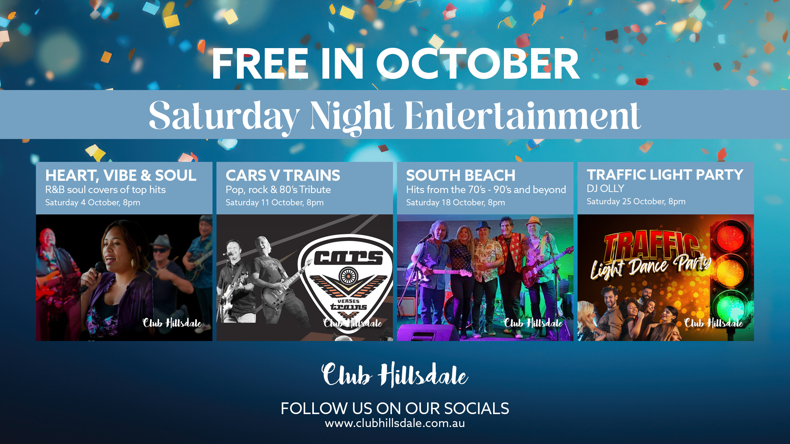 CH_Saturday Entertainment_Screen Ad October Free Saturday night bands Sydney in October