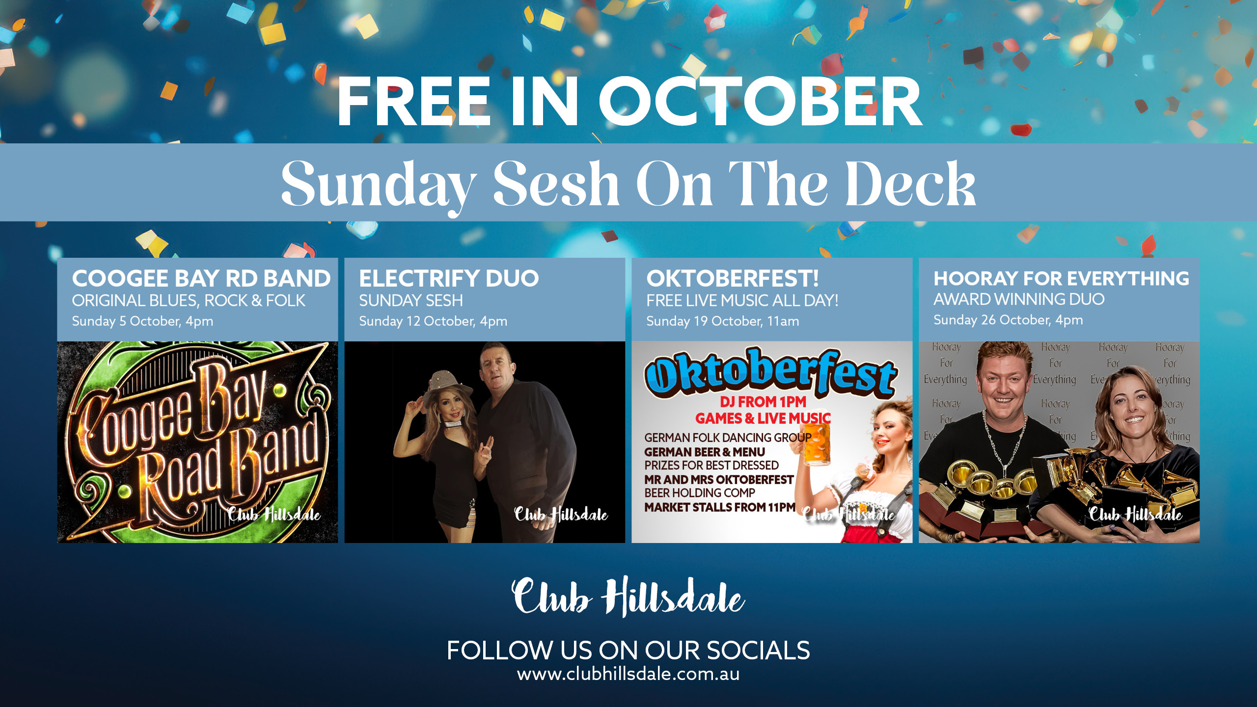 CH_Sunday Entertainment_Screen Ad October Free Sunday Sesh live entertainment Sydney