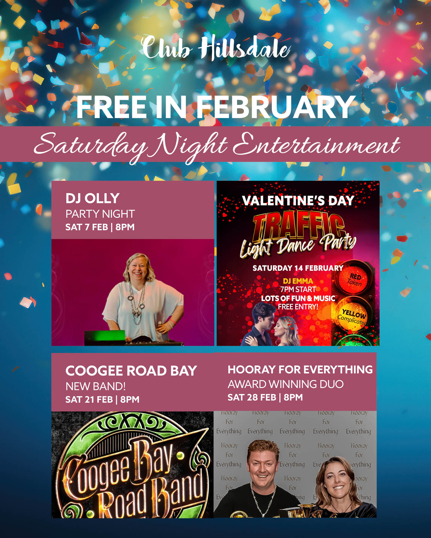 Free live entertainment at Club Hillsdale