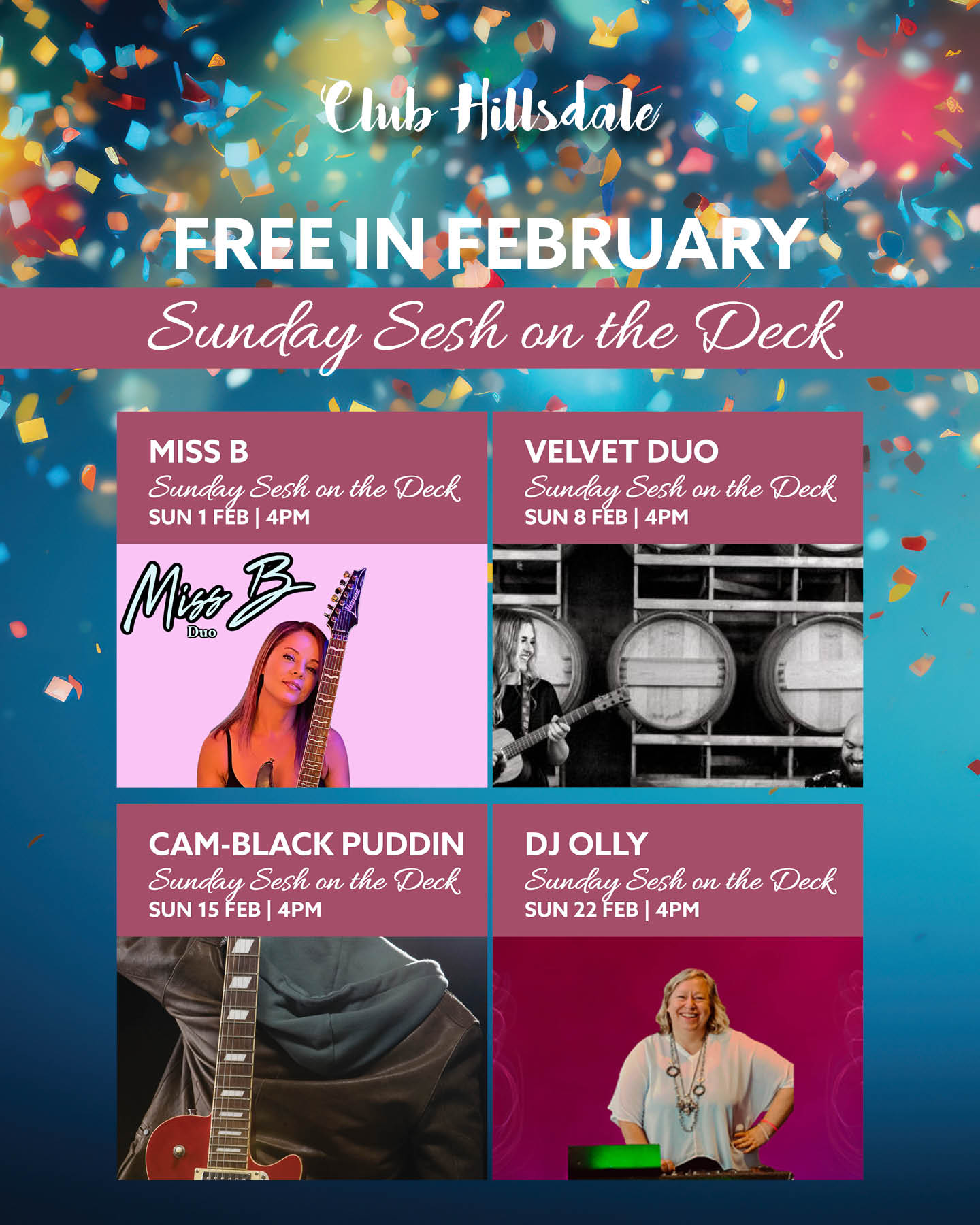 Free live entertainment at Club Hillsdale