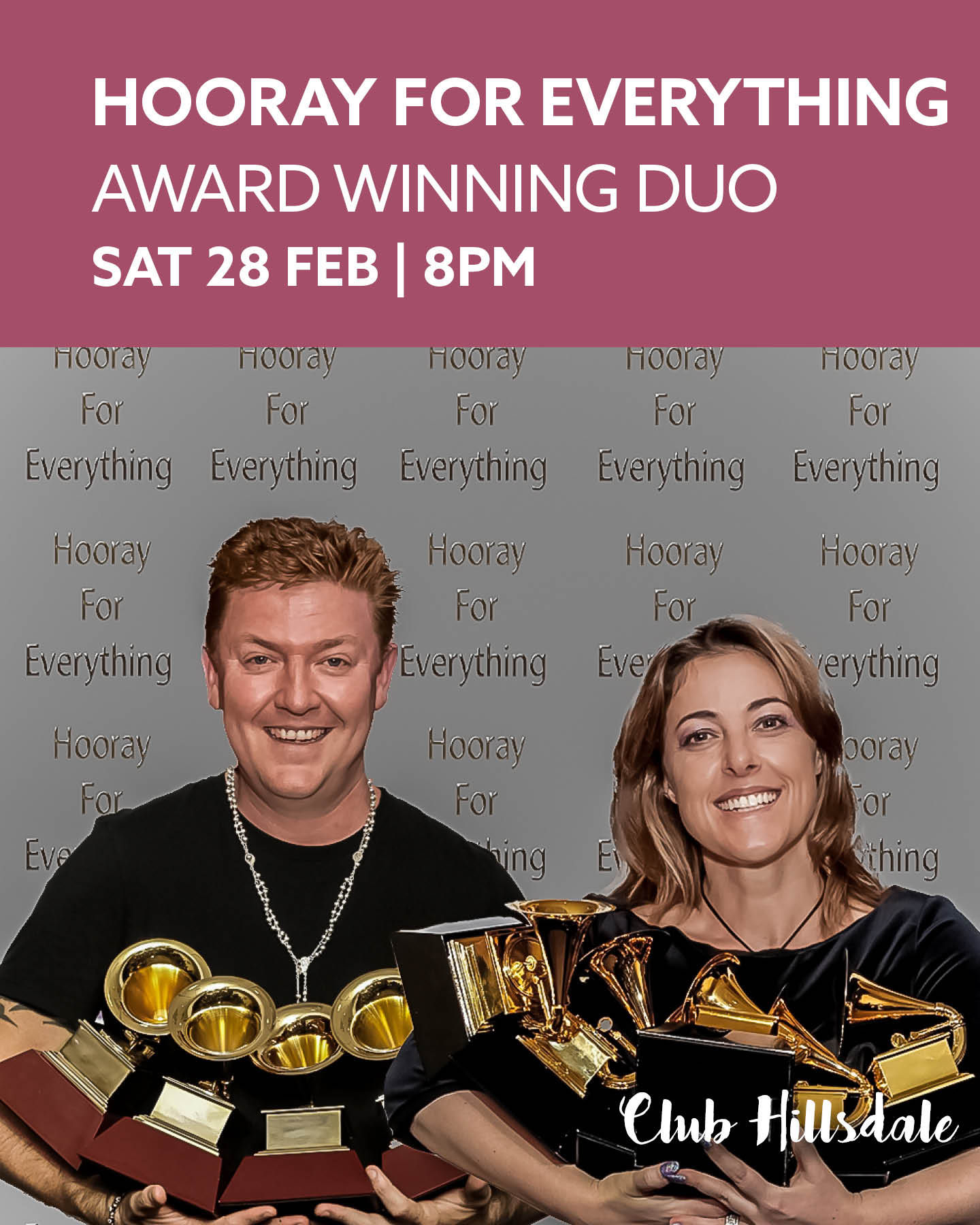 Hooray for Everything free live entertainment at Club Hillsdale